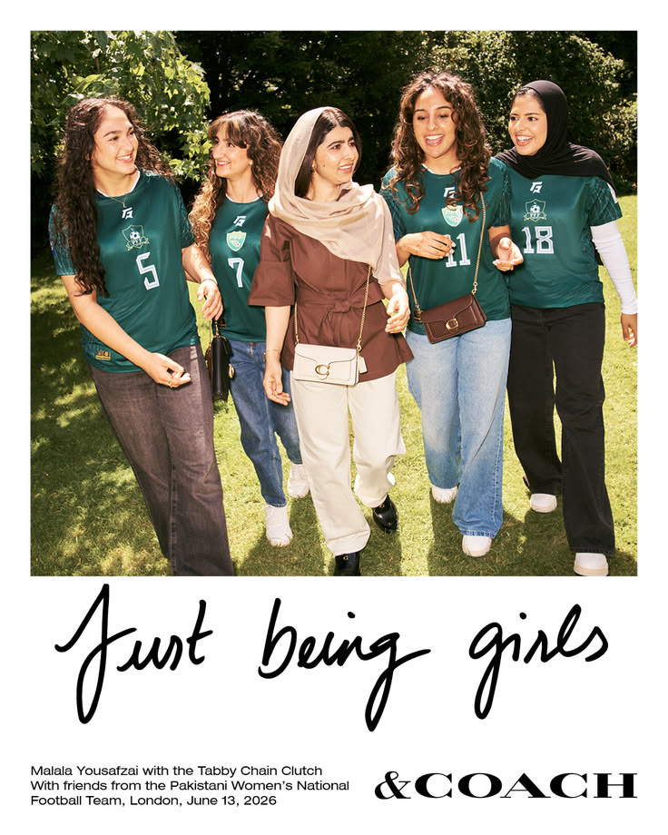 Malala with the Tabby Chain Clutch with friends— Nadia Khan,