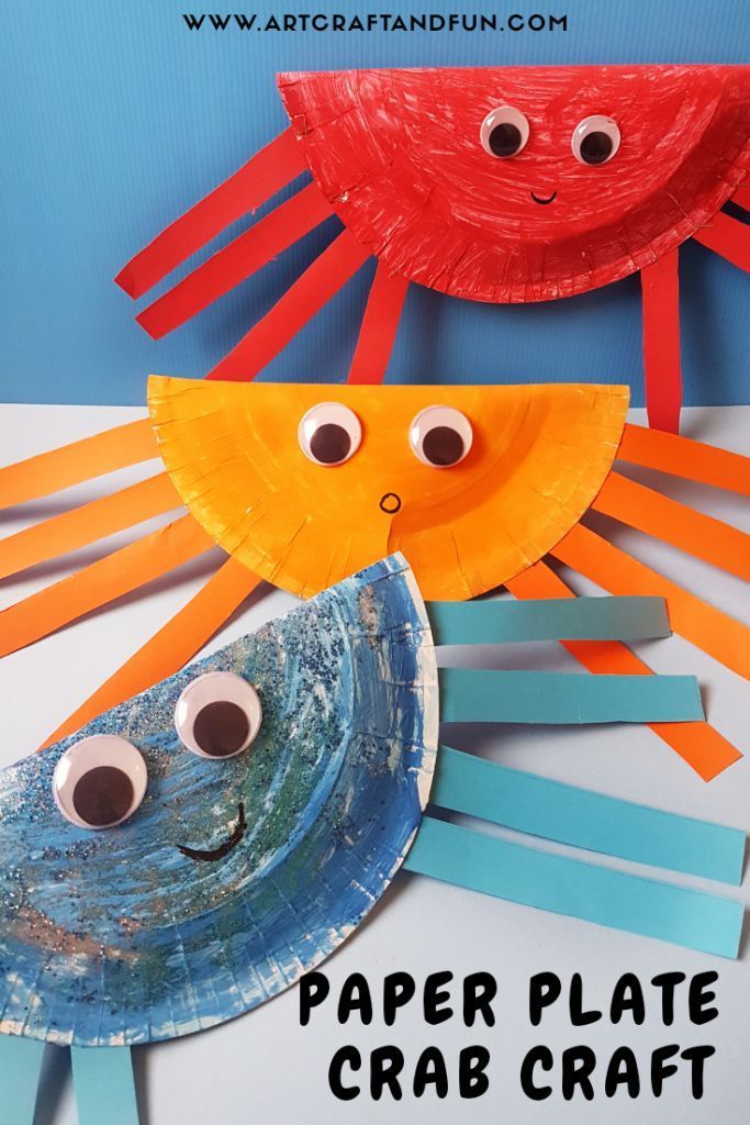 Paper plate crab craft pin