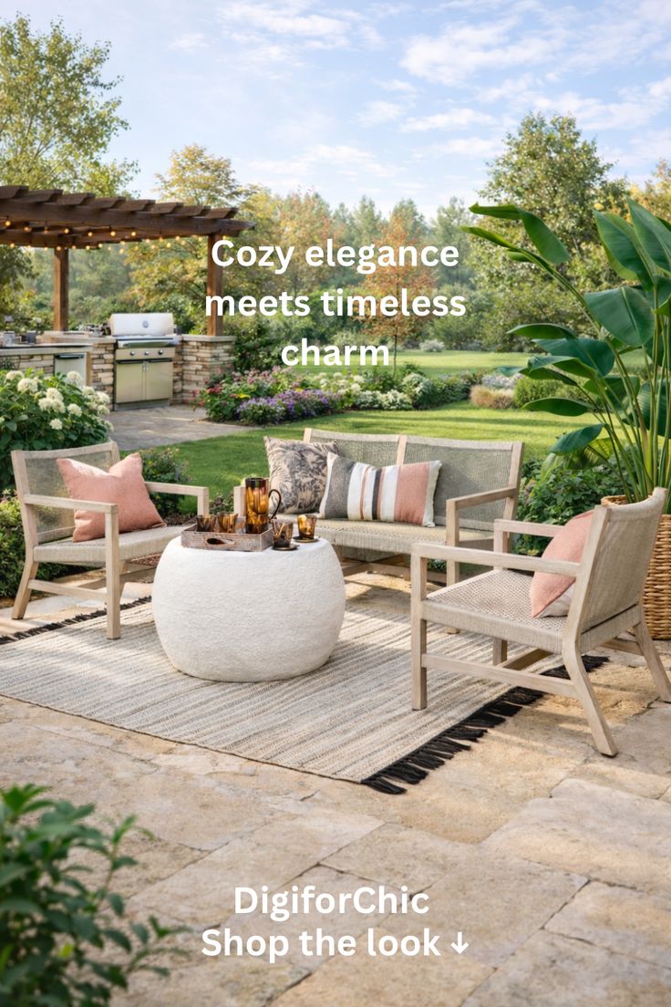 Create a dreamy outdoor living space with this elegant patio