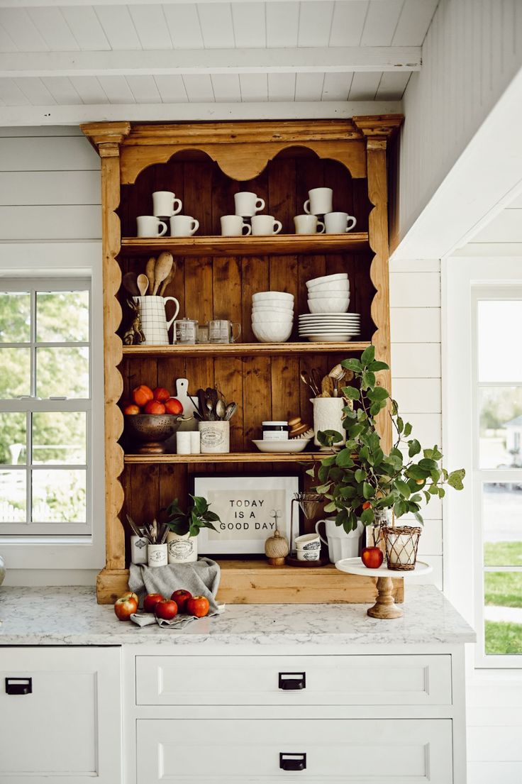 Antique Bookshelf In The Kitchen - Liz Marie Blog