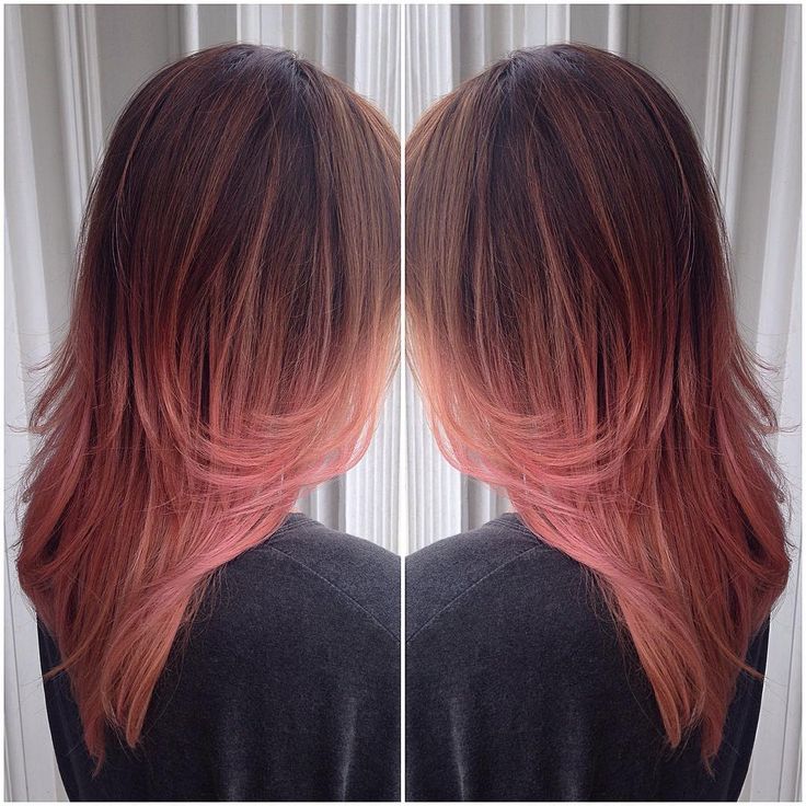 “Custom coral pink balayage ombré on this cutie! ”