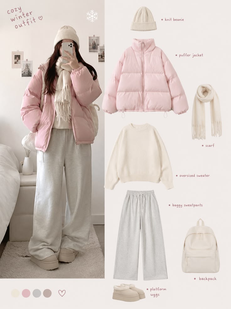 🍓🩰☁️ Cozy winter outfit inspo in dreamy pastel shades. Overs