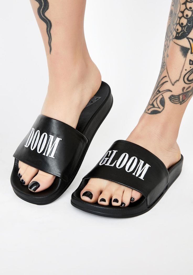 Disturbia Doom N' Gloom Slide Sandals | Dolls Kill