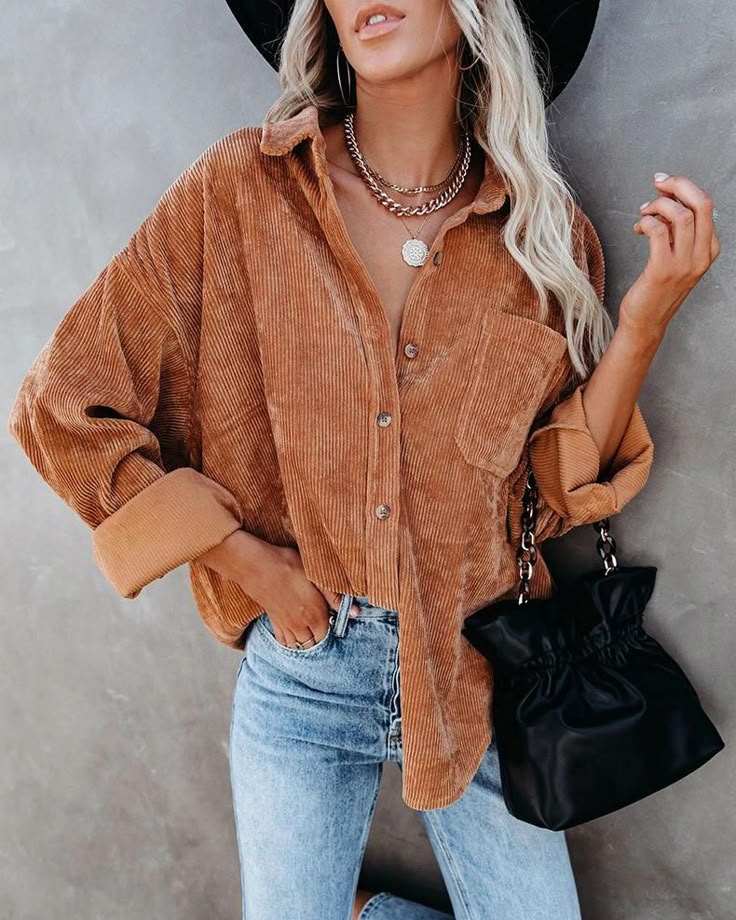 Material: 100% Polyester Features: Corduroy button down shir