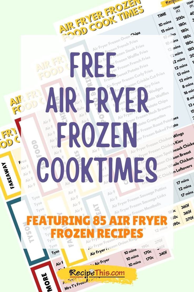 Air Fryer Frozen Food Cook Times. A free air fryer frozen fo
