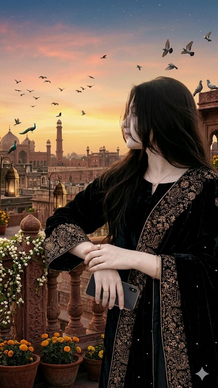 Beautiful black velvet outfit with intricate gold embroidery