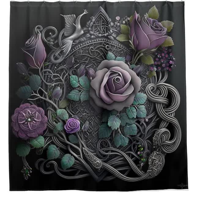 Lavender Rose Celtic Knot Wrapping Paper Shower Curtain (Fro