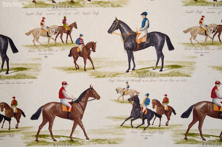 A horse racing fabric done as a document print! A jockey hor