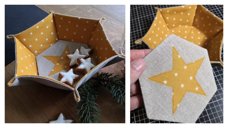 Festive Hexagon Basket Free Sewing Pattern | Fabric Art DIY