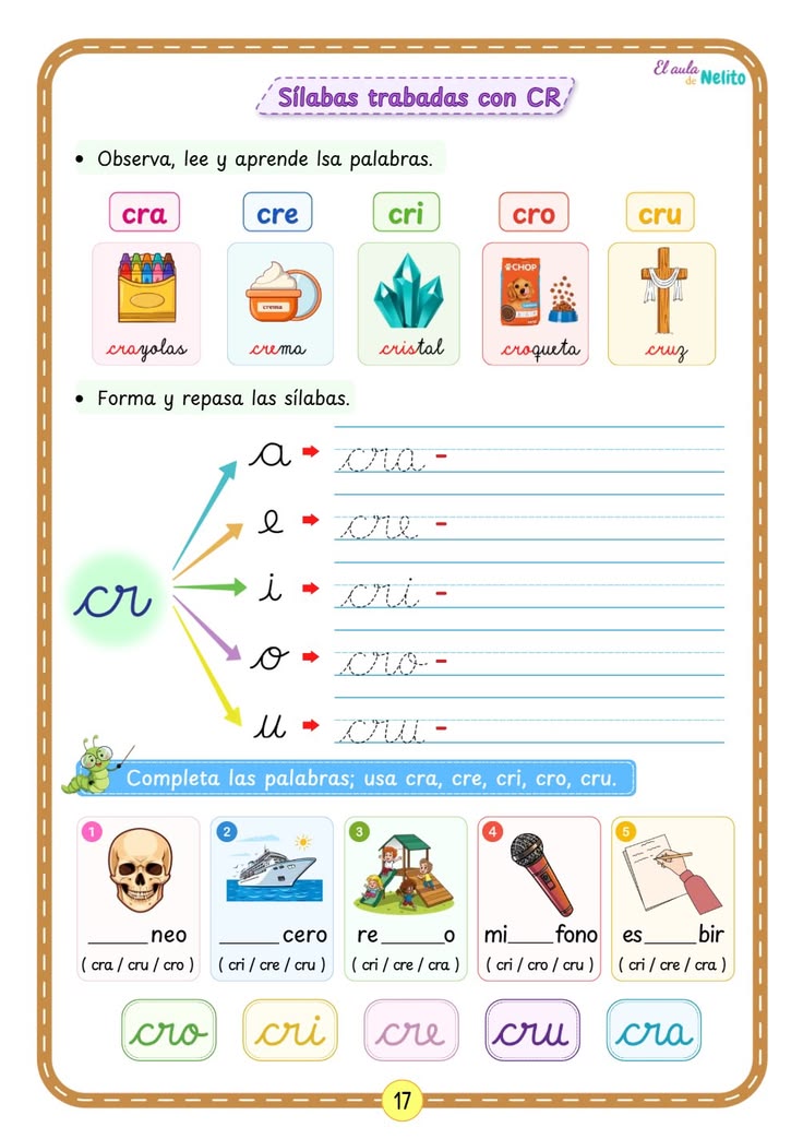 🎁 ¡Ficha  para practicar las sílabas trabadas CR! ✨

Compart