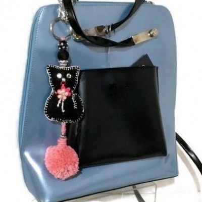 Cat handbag charm, keyring, handmade purse decoration, The b