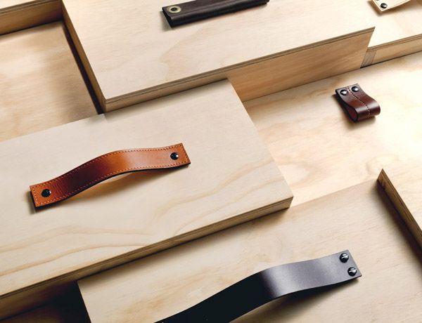 Handcrafted leather drawer pulls and handles by new Melbourn