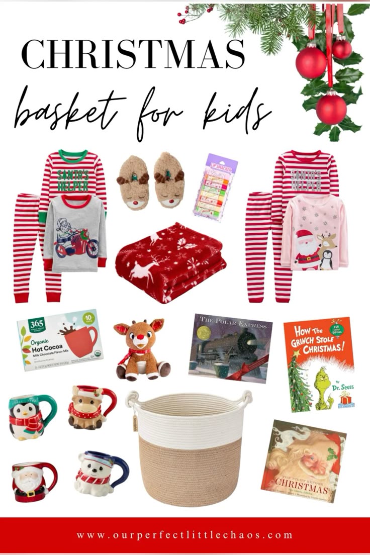 The best holiday pajamas, mugs, slipper, hot cocoa, books, a