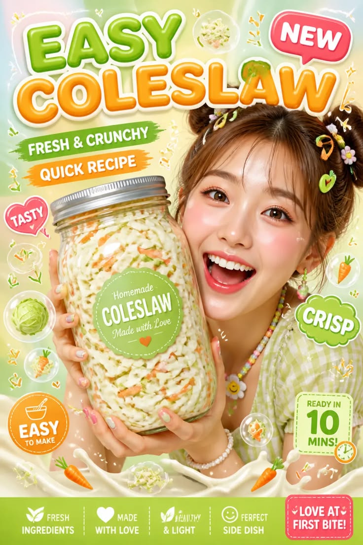 I whipped up this easy coleslaw recipe when I needed a quick