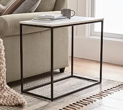 Delaney Rectangular Marble End Table (14")