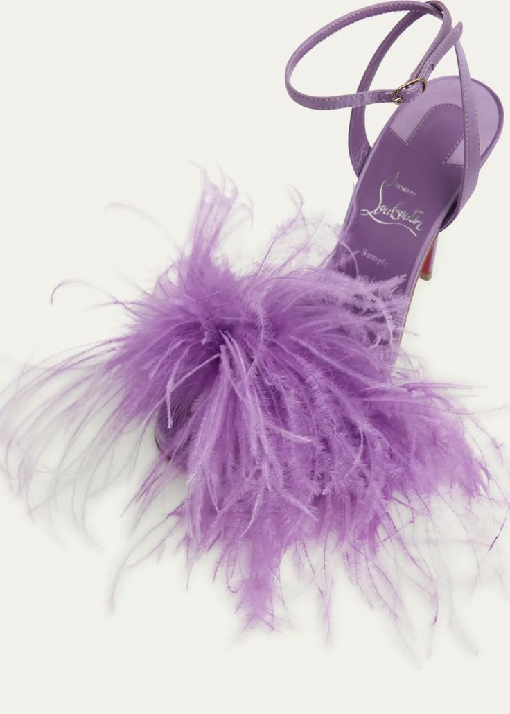 Christian Louboutin 100mm Miss Z Poupi Silk Feather Pumps