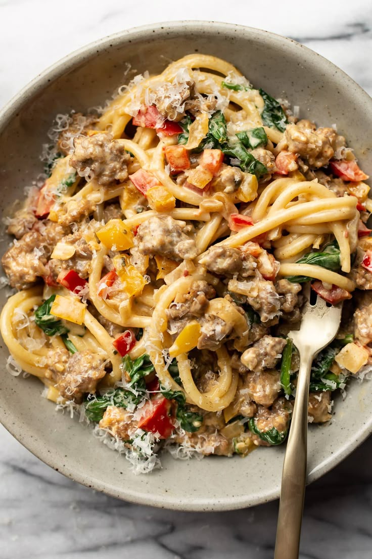Make sausage and peppers even more special with this creamy 