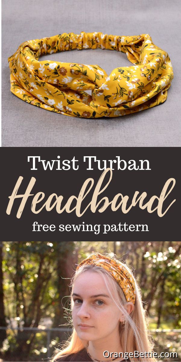 Twist Turban Headband Free Sewing Pattern - Orange Bettie