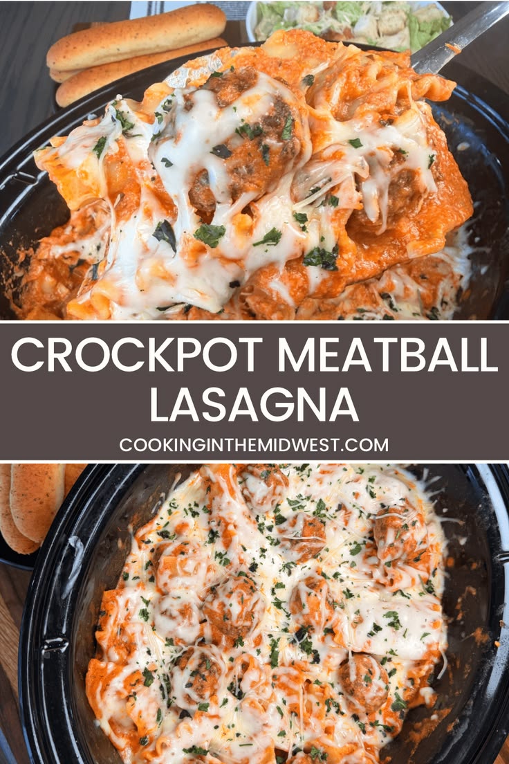 Easy Crockpot Meatball Lasagna