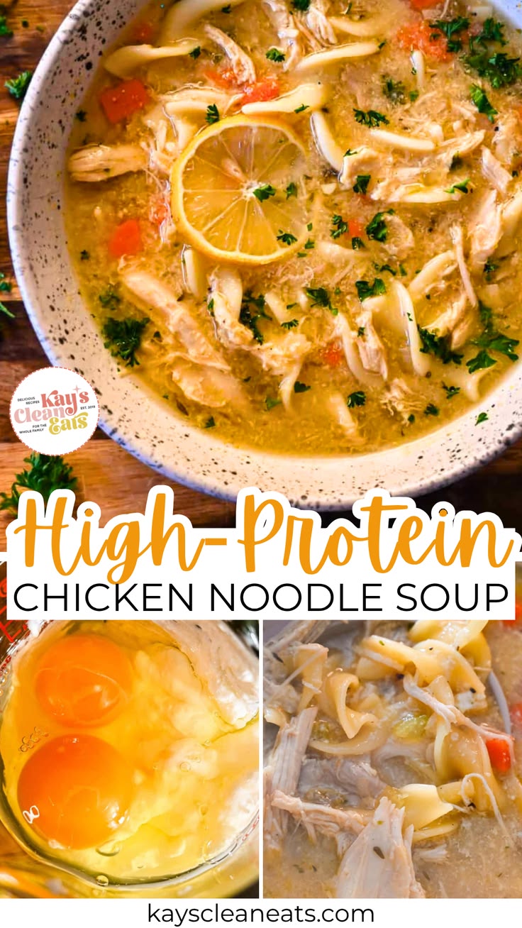 This High-Protein Chicken Noodle Soup is a warm, comforting,