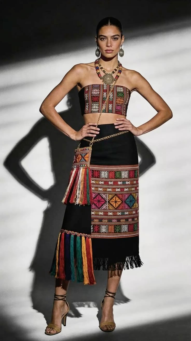 Bold geometry. Rainbow fringe. Ancient patterns  on a modern