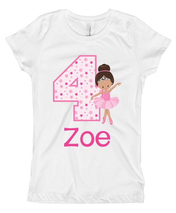 This ballerina birthday shirt is available in child and baby