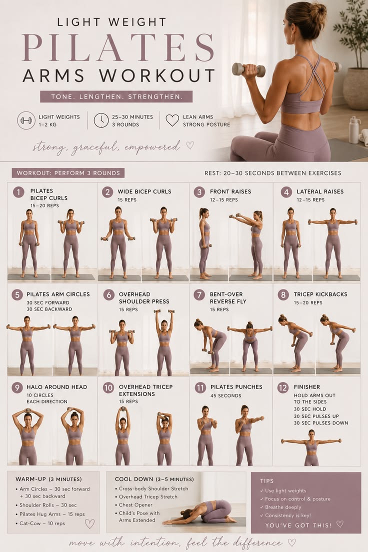 Save this Pilates arm workout for your next upper-body day! 