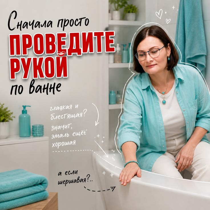 Девочки, сначала просто проведите рукой по ванне.

Гладкая и