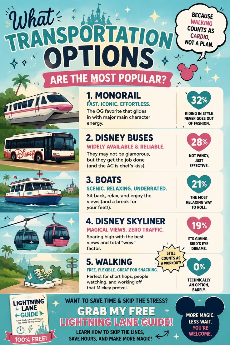 Monorail, Skyliner, boats, buses… which Disney World transpo