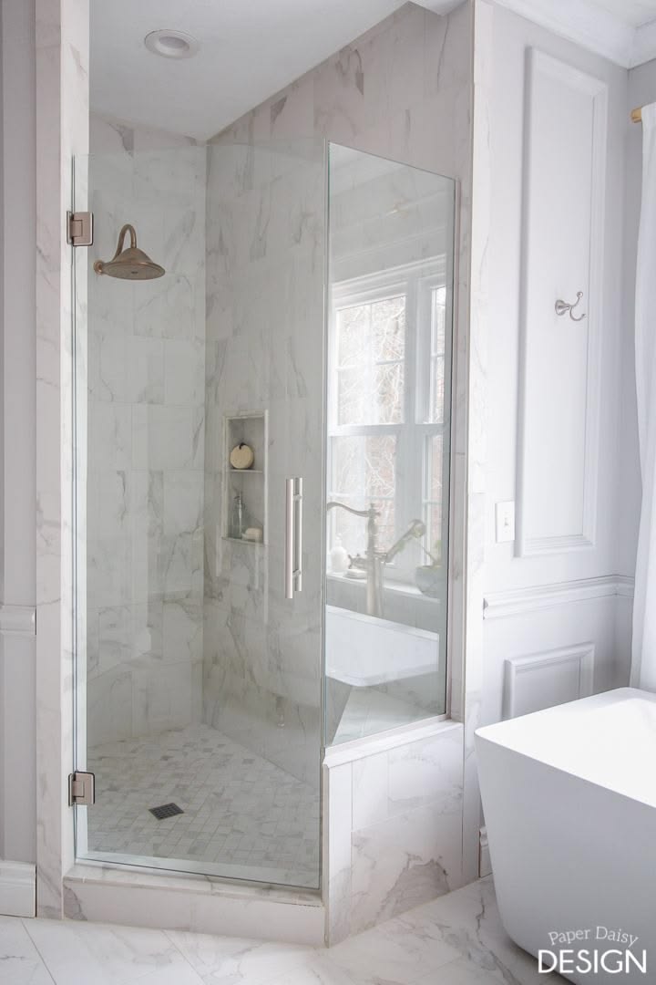 Bathroom shower Renovation with marble tile
