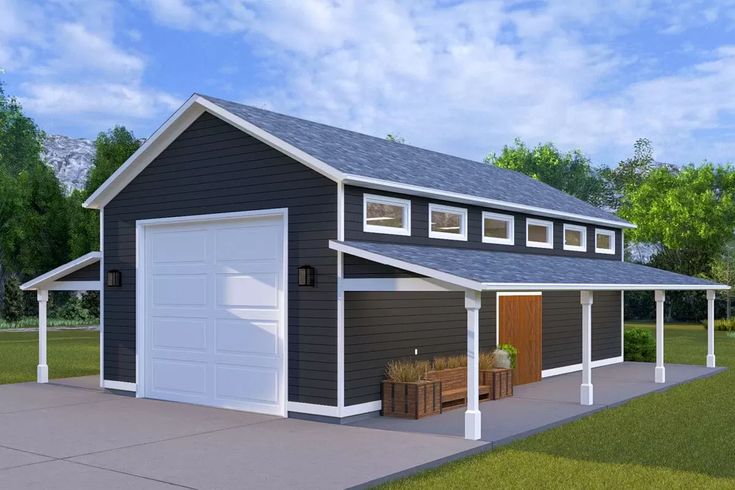 This 1,300 square foot  detached garage plan   offers space 