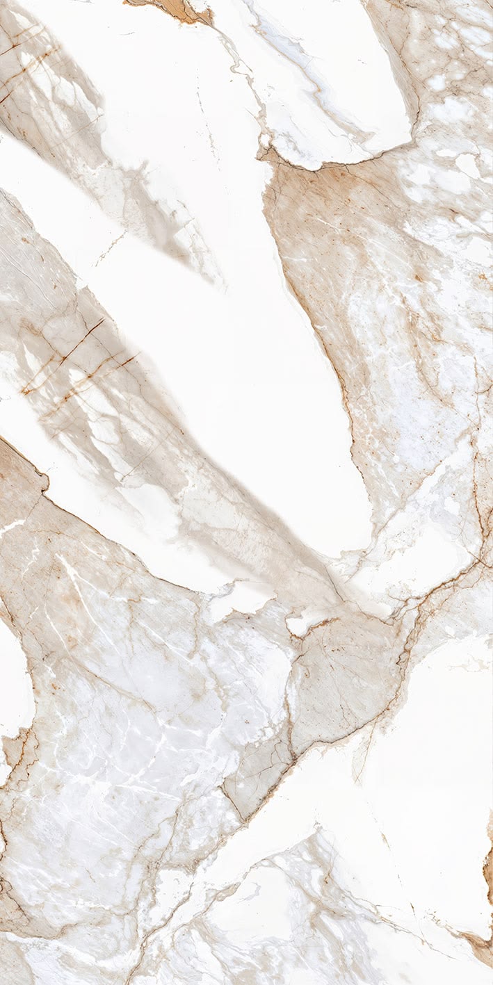 The marble features a mix of creamy white and light beige to