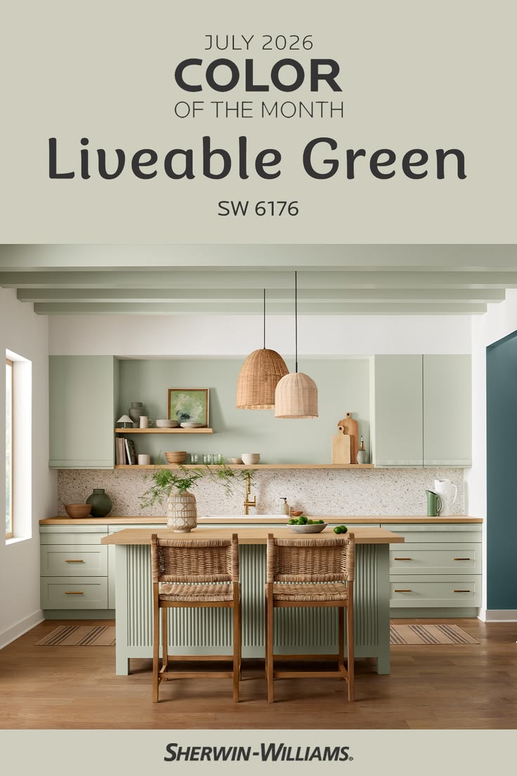 Create space to breathe with Liveable Green SW 6176—a gentle