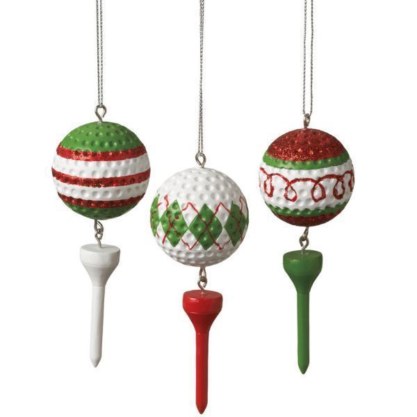 Golf Ball & Tee Christmas Ornament (Set of 3)