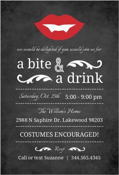 Vampire Chalkboard Halloween Party Invitation