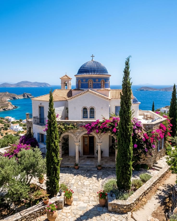 Step into this sun-soaked Aegean villa, where a striking blu