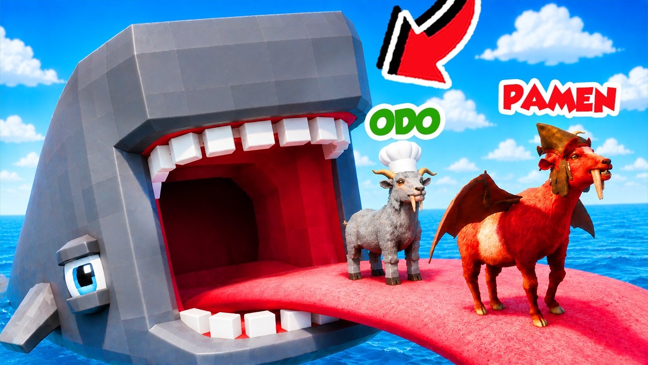 DUO KAMBING DIMAKAN IKAN MONSTER DAN BEBASKAN HEWAN NGAKAK DI GOAT SIMULATOR 3