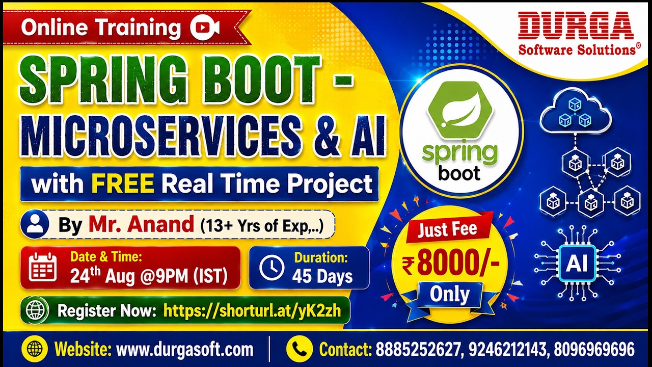 SPRING BOOT - MICROSERVICES & AI with FREE Real Time Project Online Training @ DURGASOFT