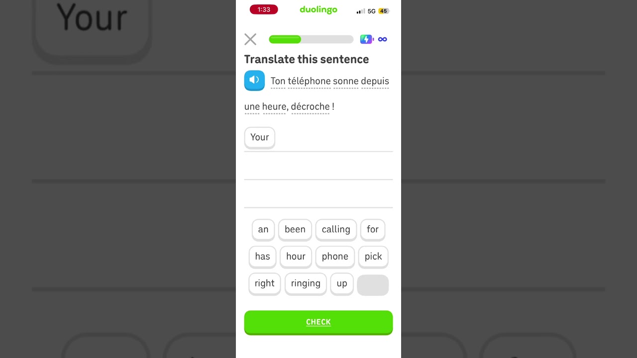 Unlock French S5 U182 Duoscore 75 #duolingo  #unlock # france # shorts #languagelearning