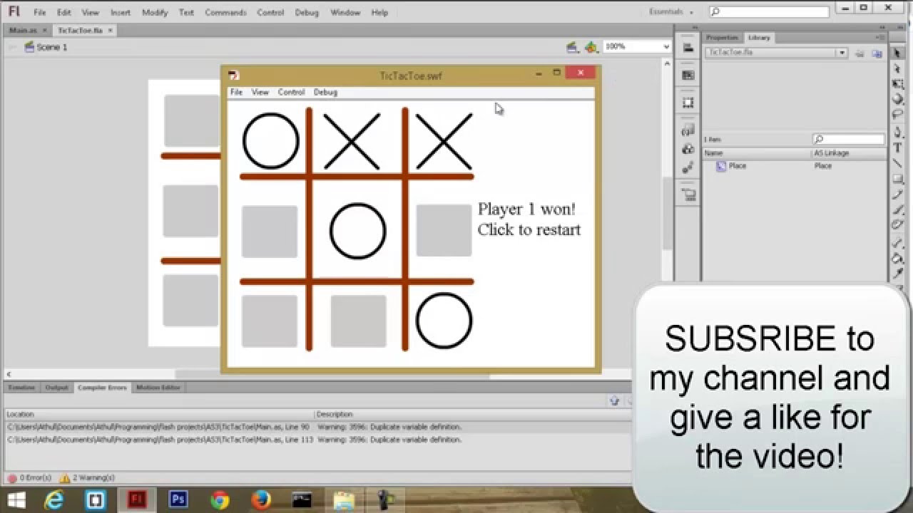 How to make a game like Tic Tac Toe in flash ( AS3 ) part 1
