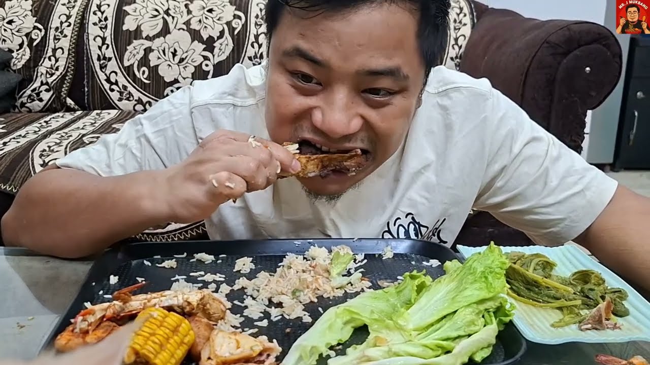 Fry Crispy Pork with manipuri Spicy Eronba||Mukbang |Mr.J |