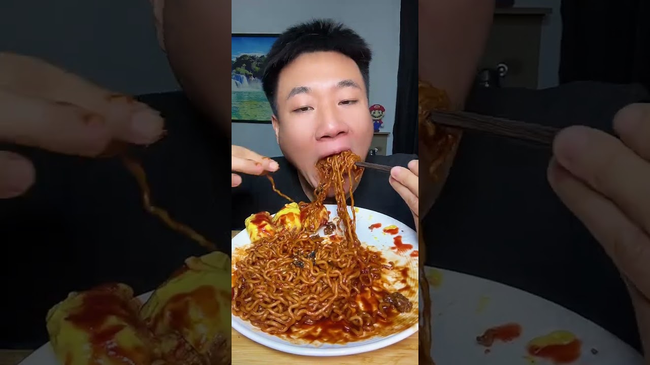 칠면조국수 음성제어로 후라이드치킨과 칠면조국수 먹기 mukbang #mukbang