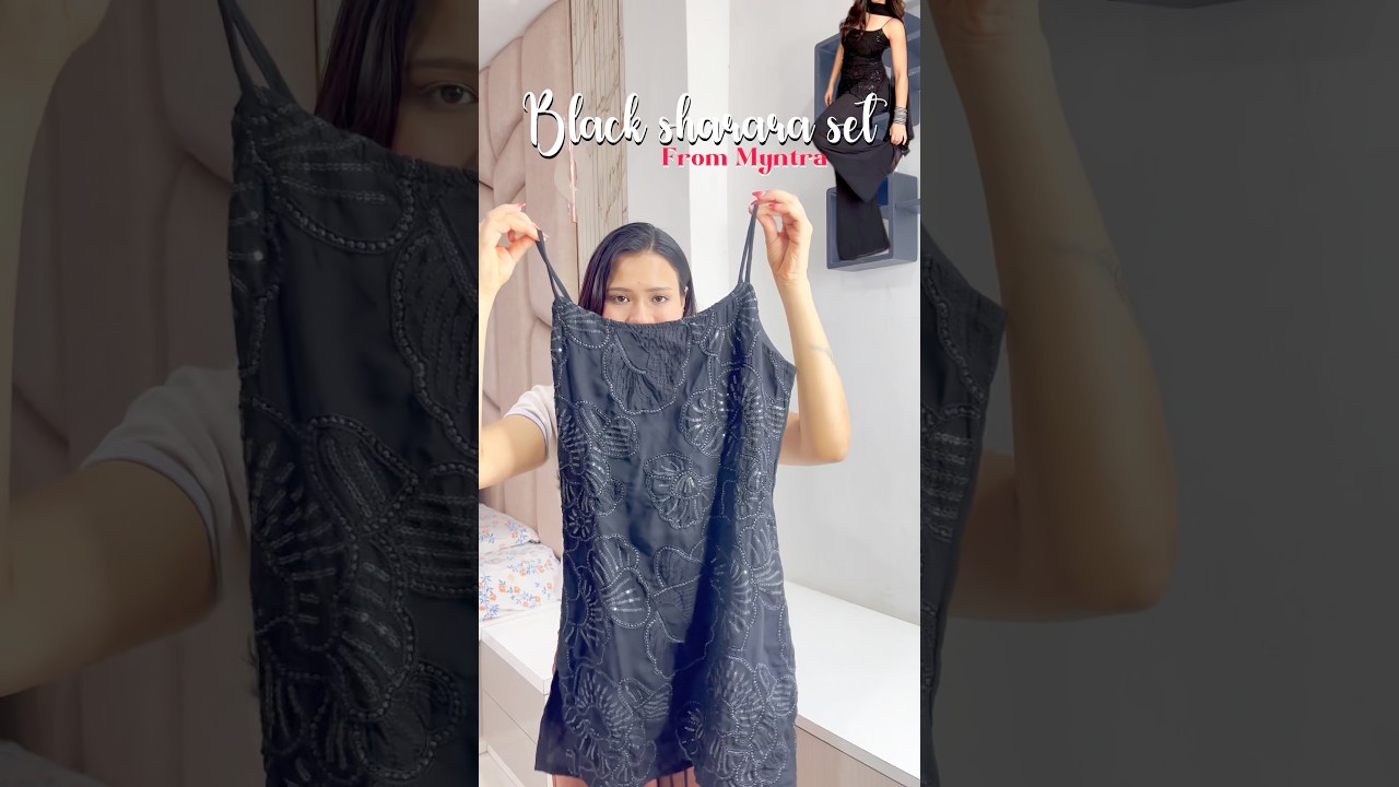 Black sharara set from Myntra #Myntra #myntrafinds #myntrahaul #shararaset