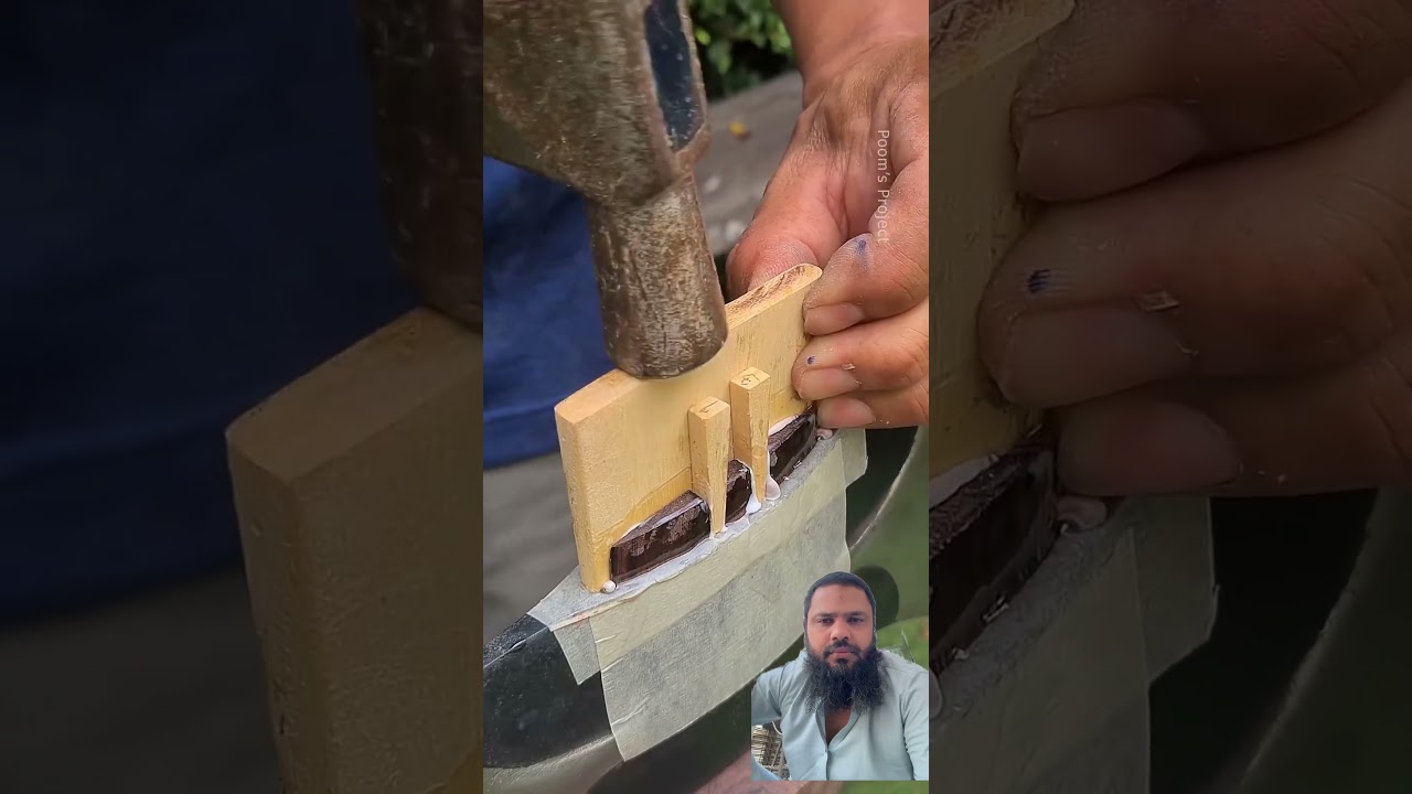 How to hand an axe handle with a cross wedge for hardwood #craftsmanship #shorts