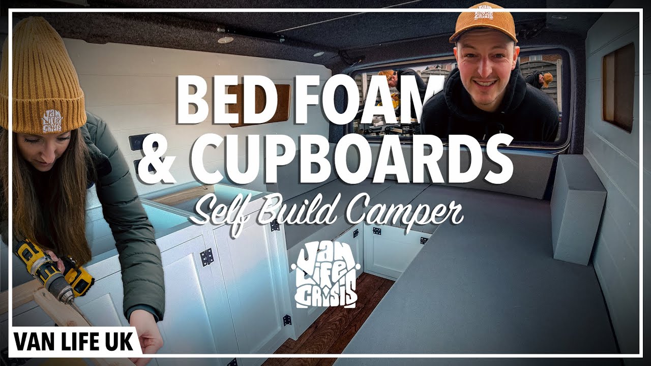 VAN BUILD // The End is in Sight! Bed Foam, Cupboard Doors & Hinges, 230v Electrics // VW T6