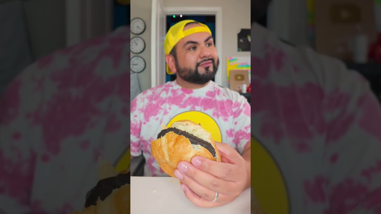 Croissant Ice Cream Sandwich! 🥐 #tastetest #eating #mukbang #croissant #icecream