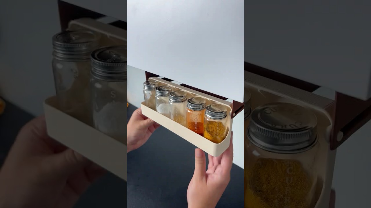 3D Printed Pull-Out Spice Rack for Your Kitchen #3dprinting #kitchengadgets #organizer