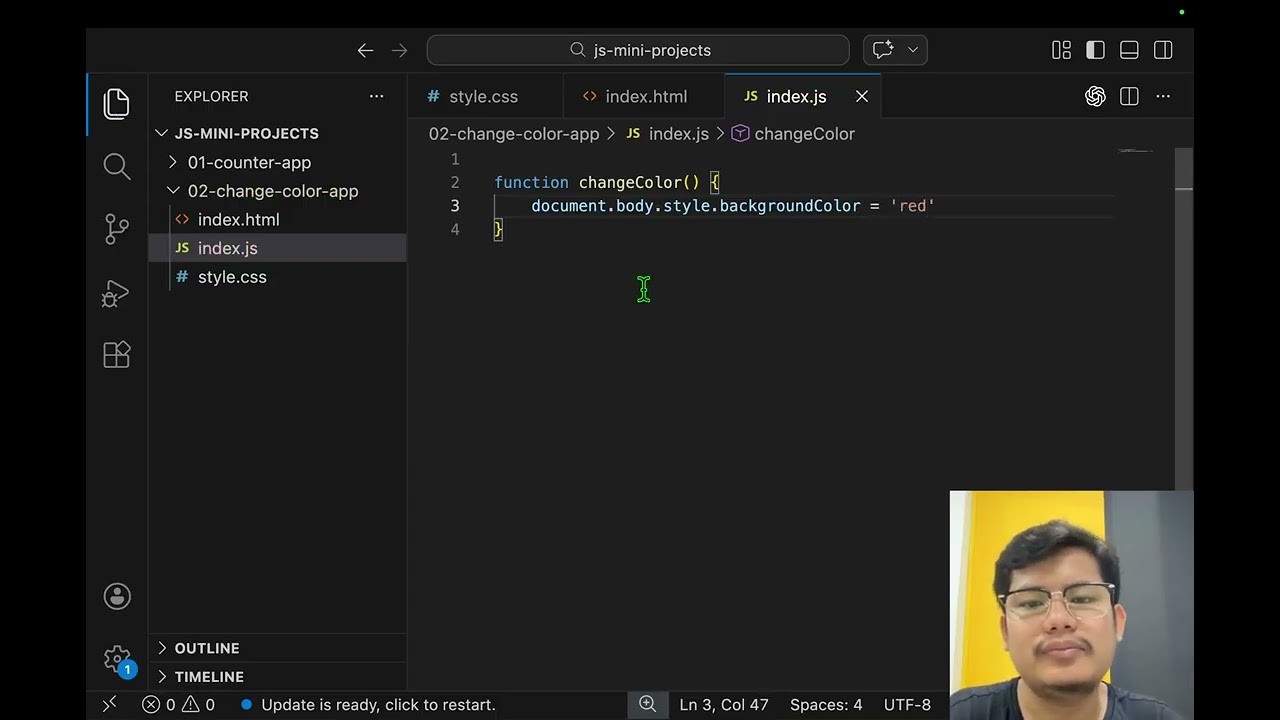 02. Change random color app - JavaScript Mini Projects