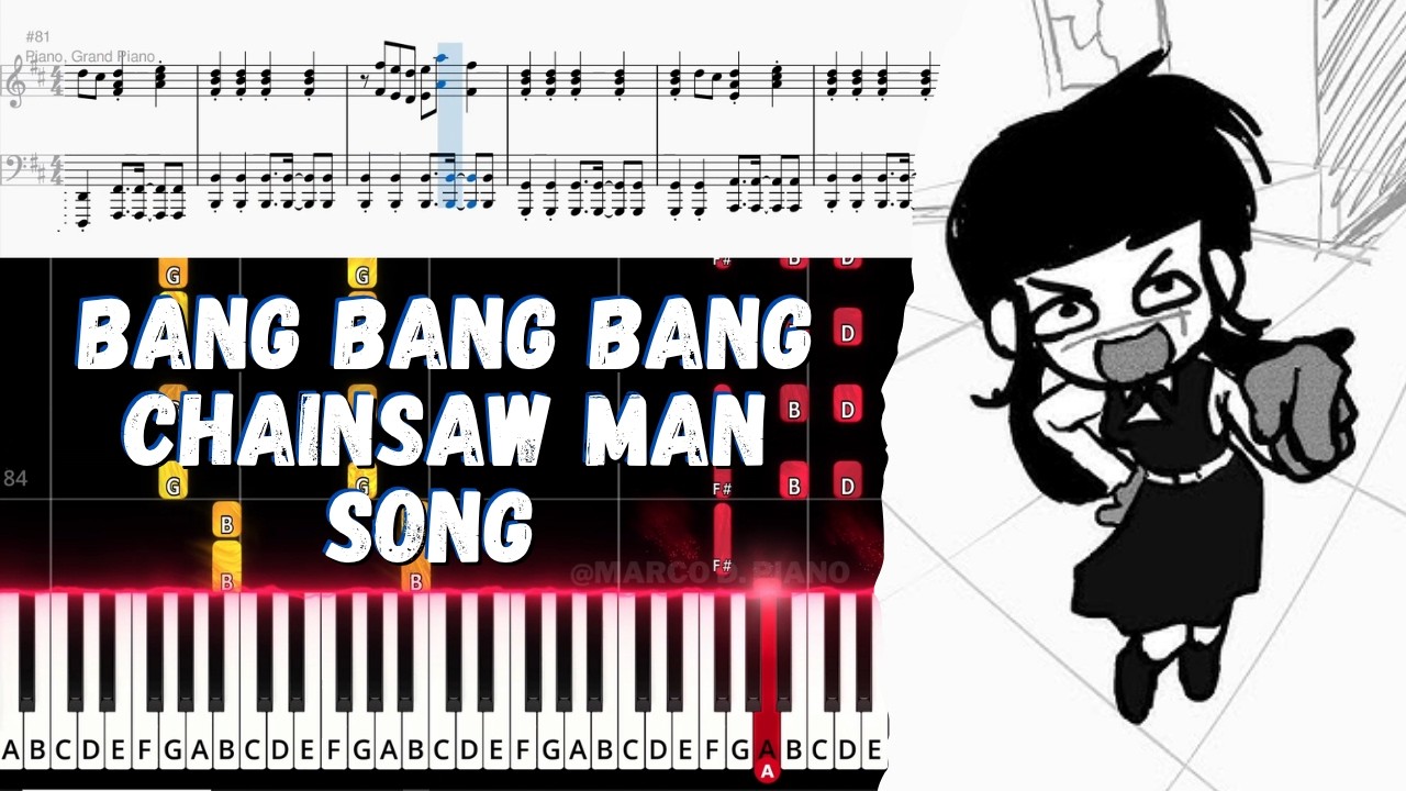 BANG BANG BANG - Chainsaw Man Song / BBPanz【Piano Tutorial SHEET + MIDI】#piano #chainsawman