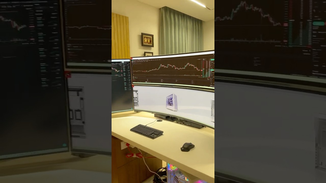 The ULTIMATE Trading Setup! 🤯 Dual 49” + Dual 32” Monitors | White-Themed Beast PC! 🚀🔥 #shorts